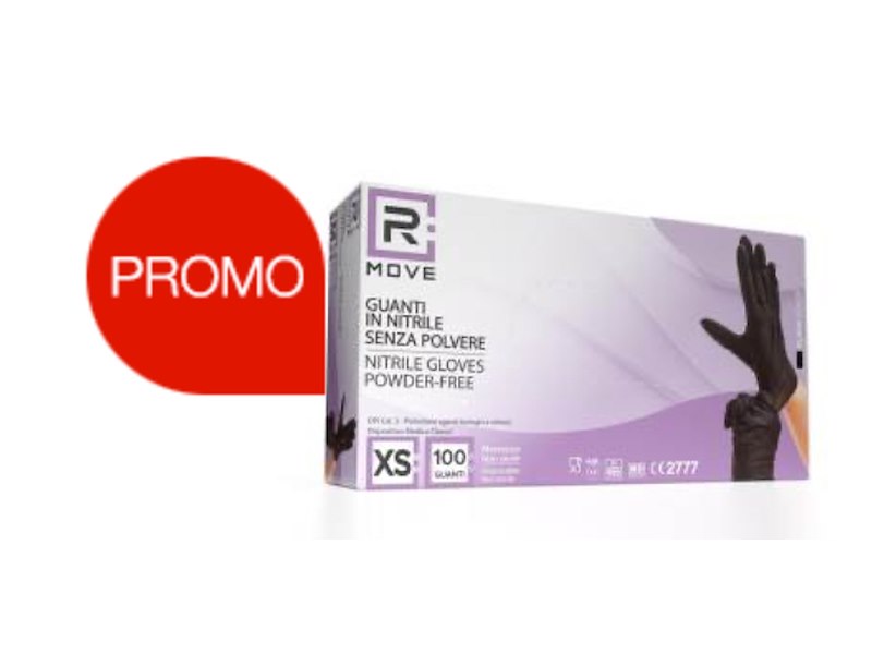GUANTI IN NITRILE NERO SENZA POLVERE TAGLIA XS 100 PZ
