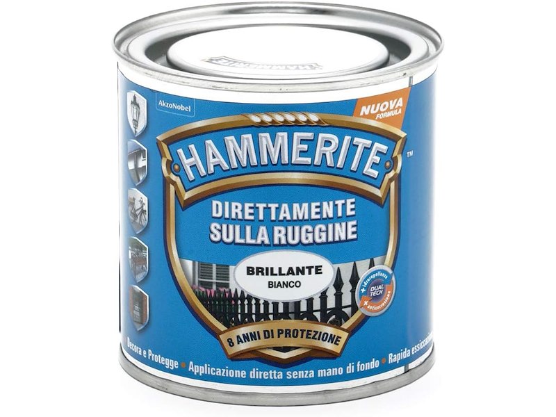 HAMMERITE DIRETTAMENTE SULLA RUGGINE BRILLANTE BIANCO
