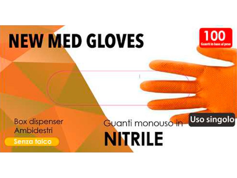 GUANTI  NITRILE arancioni con grip
